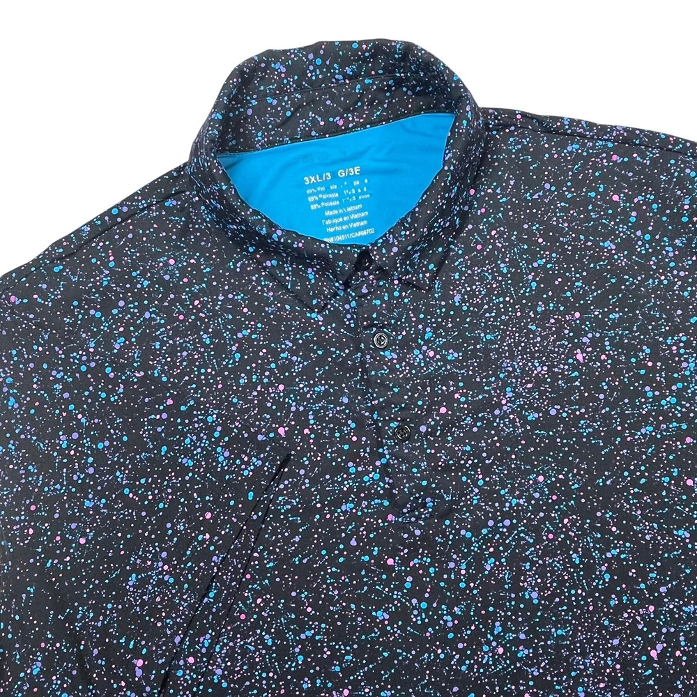 Birdie & Bound Polo Shirt Mens 3XL Black Splatter Stretch Golf Performance